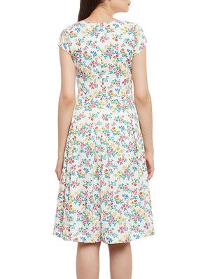white floral printed poly crepe dress - 13078902 - Standard Image - 3