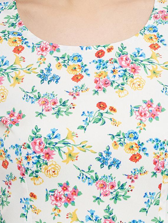 white floral printed poly crepe dress - 13078902 - Zoom Image - 4