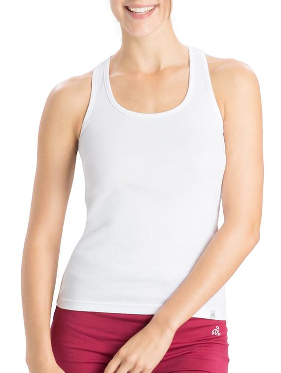 white cotton racer back tee - 13083407 - Zoom Image - 1