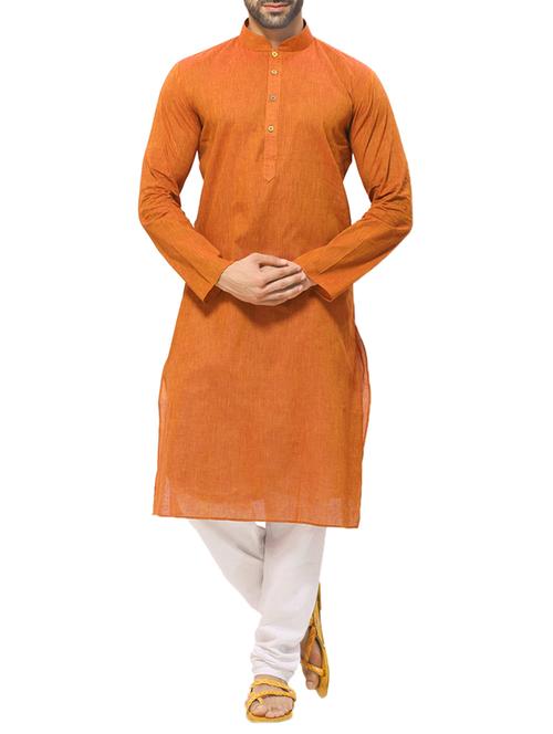 orange cotton kurta pyjama set - 13086582 -  Standard Image - 0