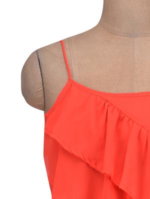 red poly-georgette asymmetrical top - 1308993 - Standard Image - 4