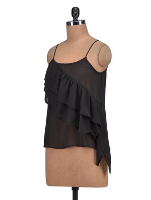 black poly-georgette asymmetrical top - 1308994 - Standard Image - 2