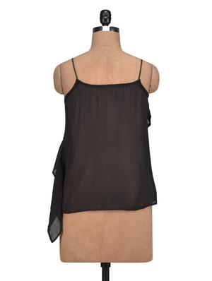 black poly-georgette asymmetrical top - 1308994 - Standard Image - 3