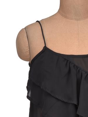 black poly-georgette asymmetrical top - 1308994 - Standard Image - 4