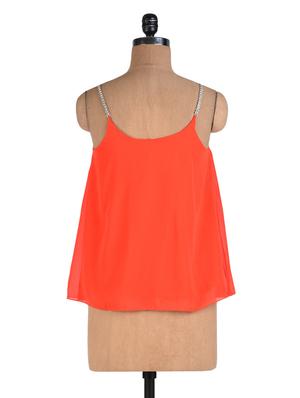 orange poly-georgette spaghetti top - 1308999 - Standard Image - 3