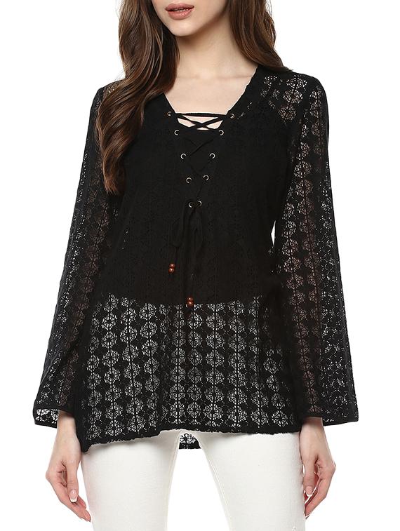 black lace regular top - 13096677 - Zoom Image - 1