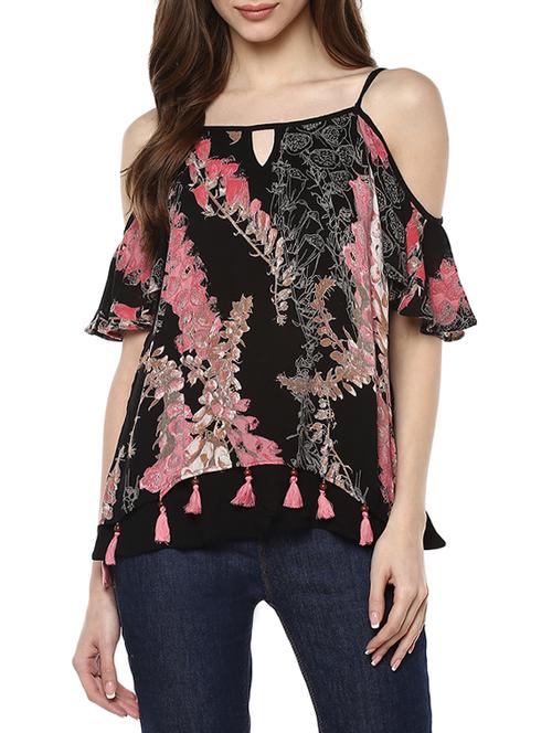 black printed rayon top - 13096680 - Standard Image - 1
