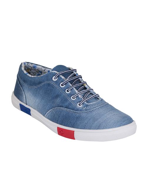blue denim lace up sneakers - 13098683 - Standard Image - 1