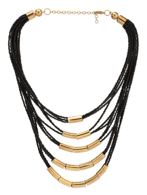 Black beaded brass necklace - 13099855 - Very Small Image - 1