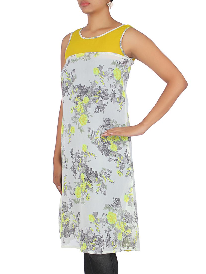 white georgette floral printed kurta - 1310243 - Zoom Image - 2
