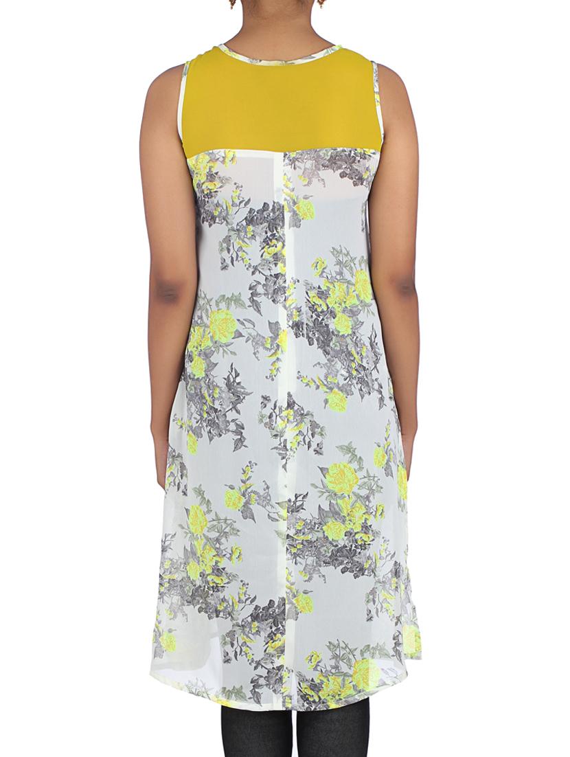 white georgette floral printed kurta - 1310243 - Zoom Image - 3
