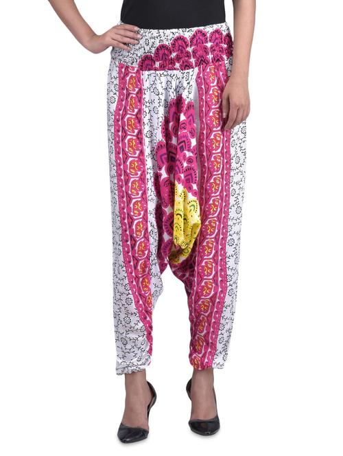 White Rayon Printed Harem Pants - 1310285 - Very Small Image - 1