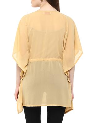 beige embroidered georgette regular kaftan - 13103801 - Standard Image - 3