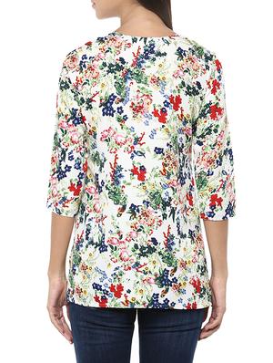 cream three quarter sleeve straight kurti - 13103847 - Standard Image - 3