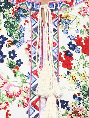 cream three quarter sleeve straight kurti - 13103847 - Standard Image - 4