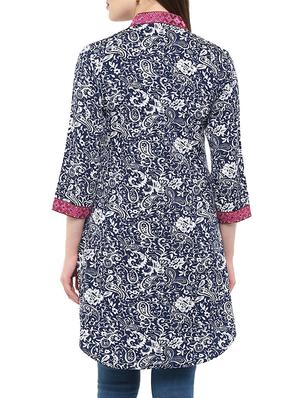 blue synthetic straight kurta - 13103848 - Standard Image - 3