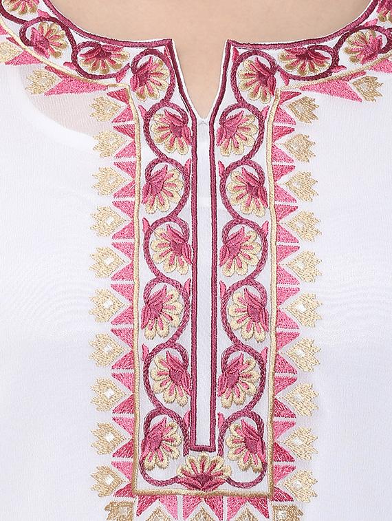 white georgette straight kurti - 13103859 - Zoom Image - 4