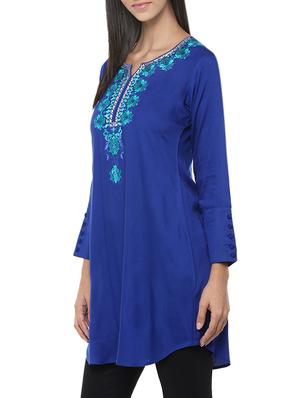 blue rayon a-line kurta - 13103876 - Standard Image - 2