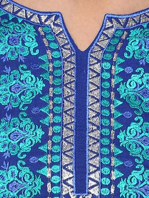 blue rayon a-line kurta - 13103876 - Standard Image - 4