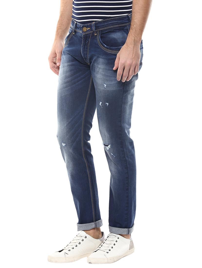 blue light washed ripped denim jeans - 13107678 - Zoom Image - 2