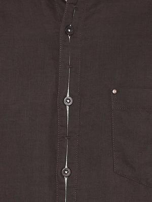 brown linen casual shirt - 13107716 - Standard Image - 4