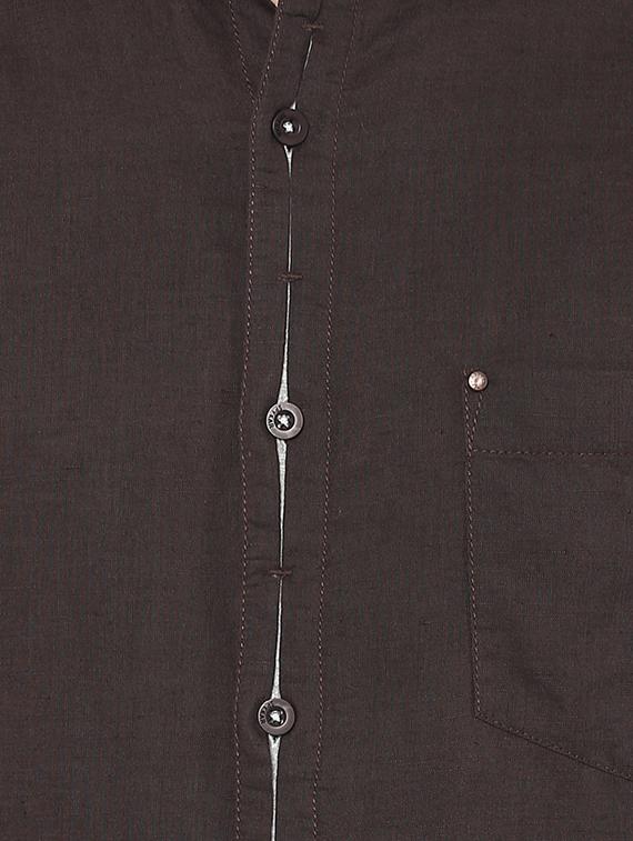 brown linen casual shirt - 13107716 - Zoom Image - 4