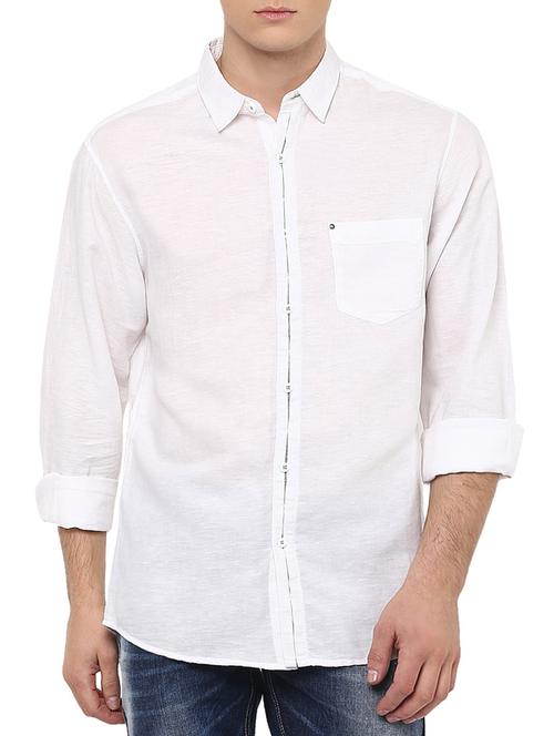 white linen casual shirt - 13107717 - Standard Image - 1