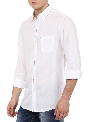 white linen casual shirt - 13107717 - Standard Image - 2
