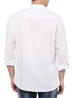 white linen casual shirt - 13107717 - Standard Image - 3