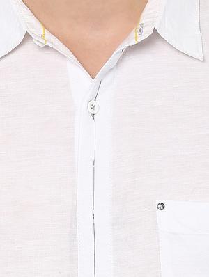 white linen casual shirt - 13107717 - Standard Image - 4