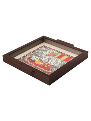 imithila madhubani folk art decorative multicolored tray with swachh bharat mission - 13112105 - Standard Image - 2
