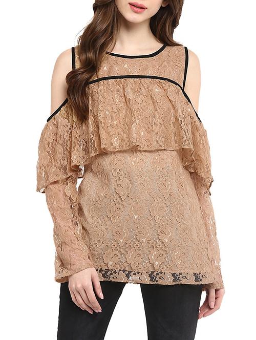 ruffle detailed cold shoulder top - 13112237 - Very Small Image - 1
