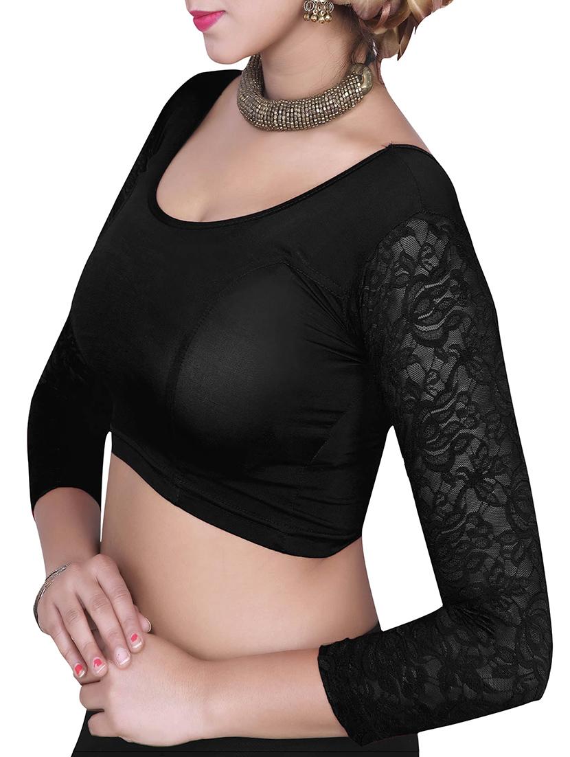 black plain lace blouse - 13116275 - Zoom Image - 1