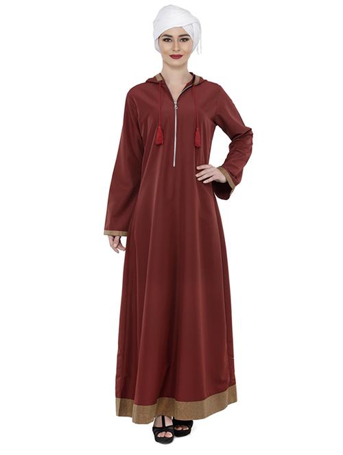 brown hooded abaya - 13117410 -  Standard Image - 0