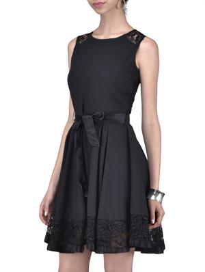 black polyester fit and flare dress - 1311788 - Standard Image - 2