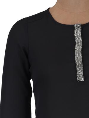 black color color solid long sleeved top - 1311870 - Standard Image - 4