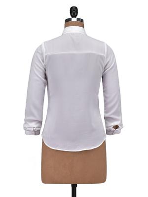 white color solid long sleeved top - 1311872 - Standard Image - 3