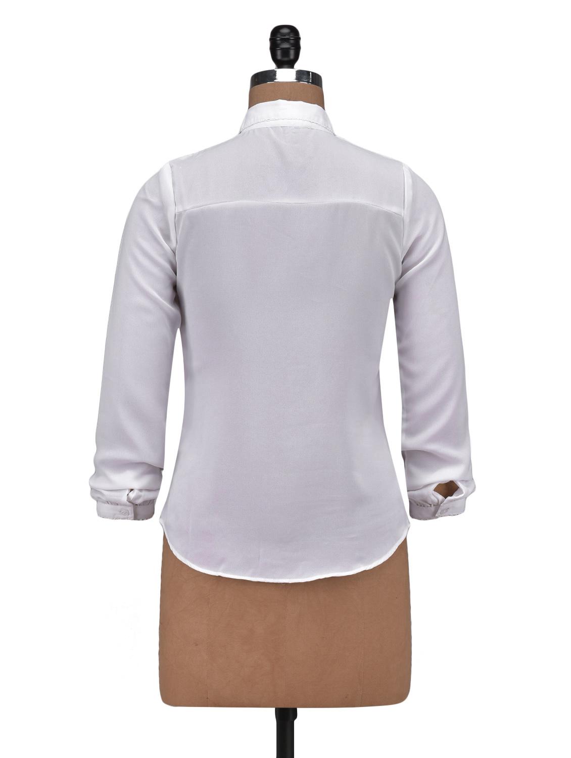 white color solid long sleeved top - 1311872 - Zoom Image - 3