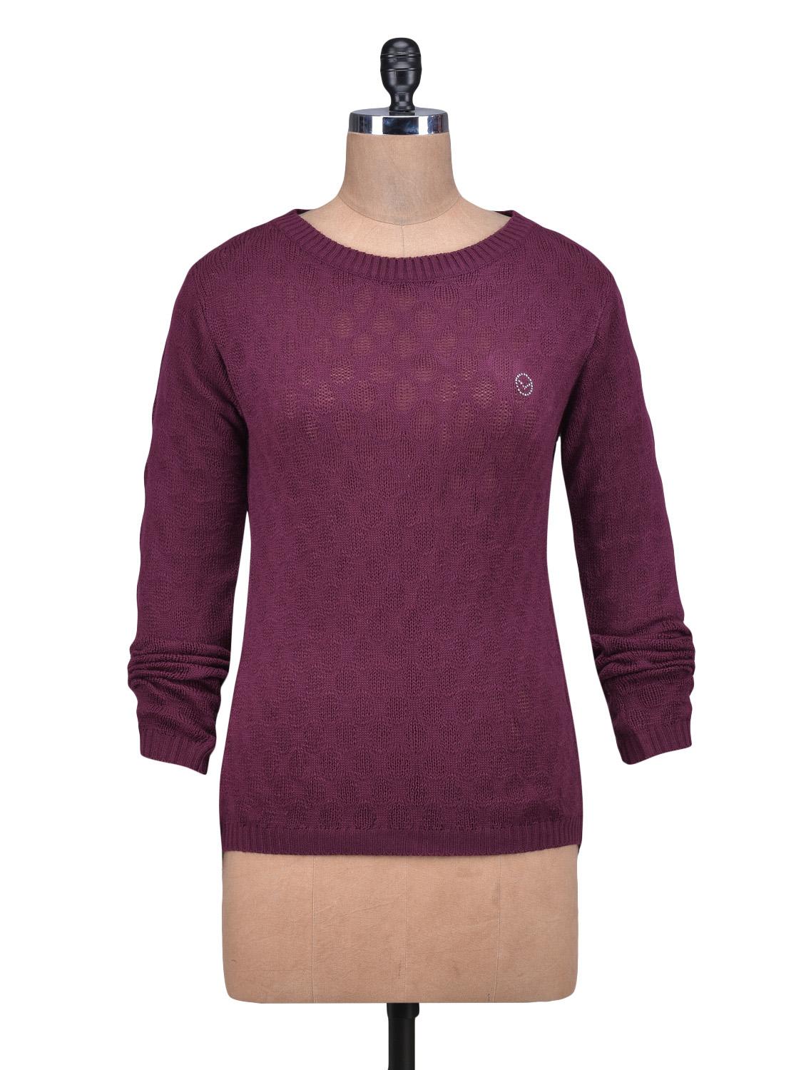 red color Wool Acrylic Solid Long Sleeved Cardigan - 1311945 - Zoom Image - 1