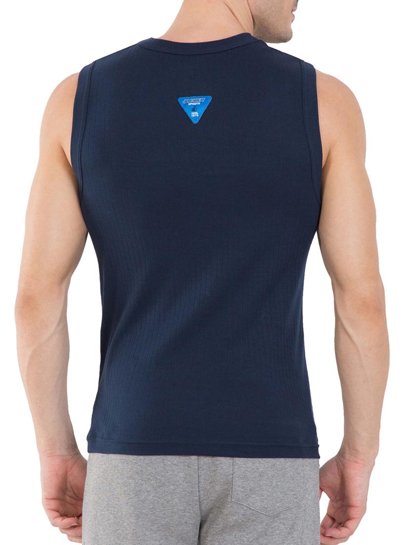 navy cotton blend vest - 13120660 - Zoom Image - 3