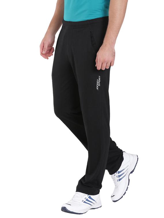 black cotton full length track pant - 13120742 - Zoom Image - 2