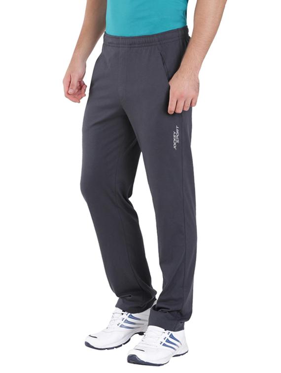 grey cotton full length track pant - 13120743 - Zoom Image - 2