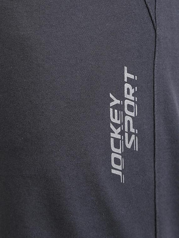 grey cotton full length track pant - 13120743 - Zoom Image - 4