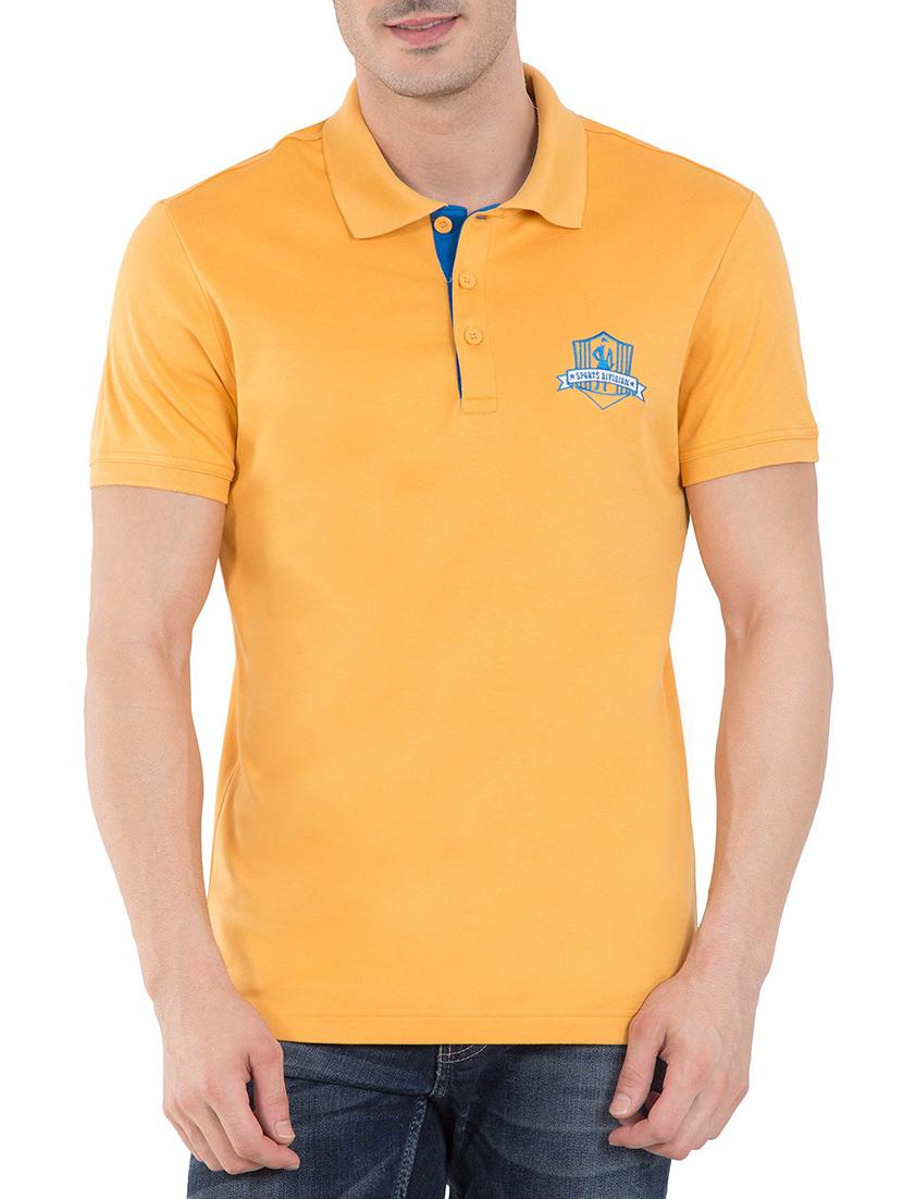 solid yellow cotton polo t-shirt - 13120811 - Zoom Image - 1