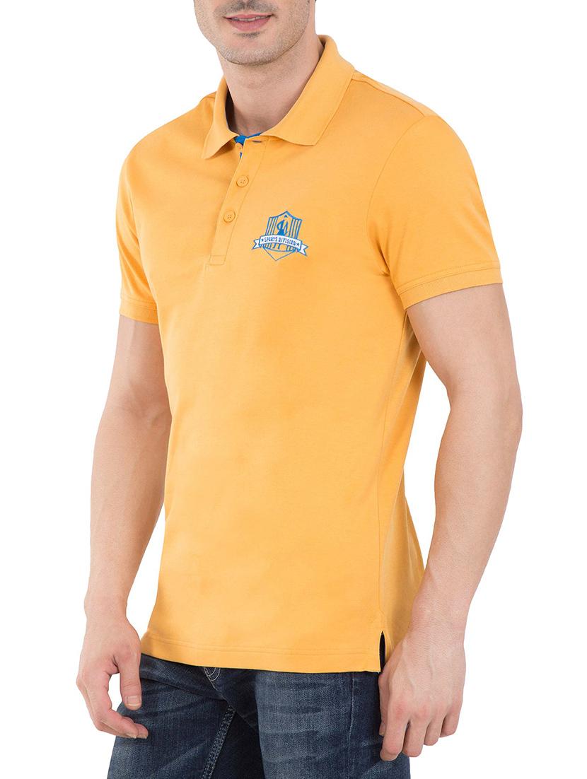 solid yellow cotton polo t-shirt - 13120811 - Zoom Image - 2