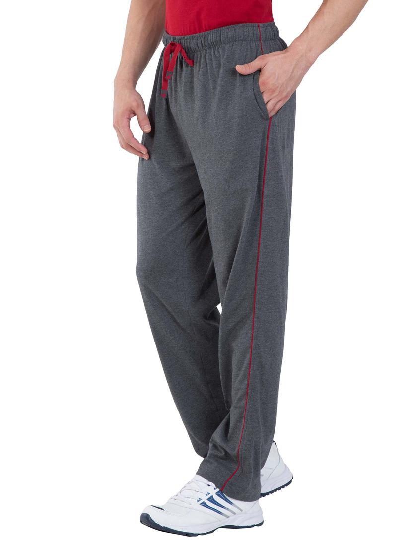 grey cotton full length track pant - 13121369 - Zoom Image - 2