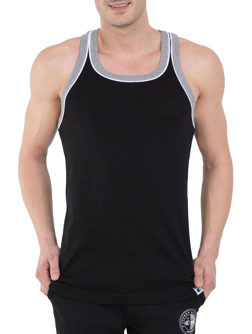 black & grey melange cotton vest - 13121473 - Zoom Image - 1