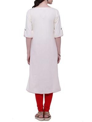 white khadi embroidered a-line kurta - 13123144 - Standard Image - 3