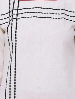 white khadi embroidered a-line kurta - 13123144 - Standard Image - 4
