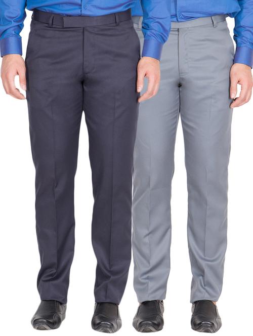 black grey rayon set of 2 flat front formal trouser - 13123171 - Standard Image - 1